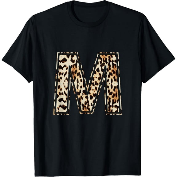Awesome Letter M Initial Name Leopard Cheetah Print T-Shirt