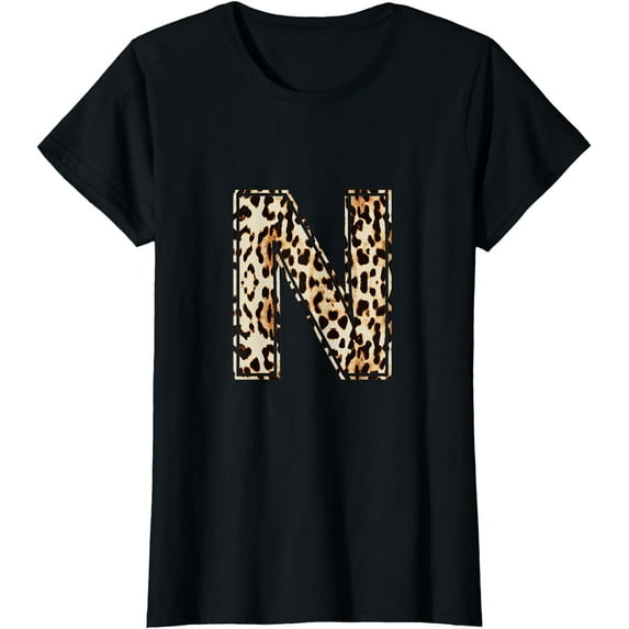 Awesome Letter N Initial Name Leopard Cheetah Print T-Shirt
