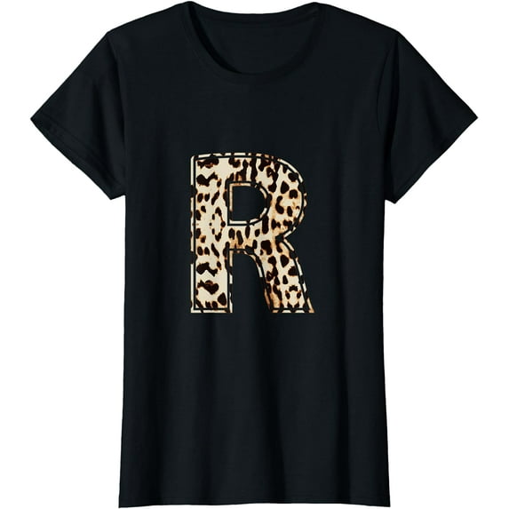 Awesome Letter R Initial Name Leopard Cheetah Print T-Shirt