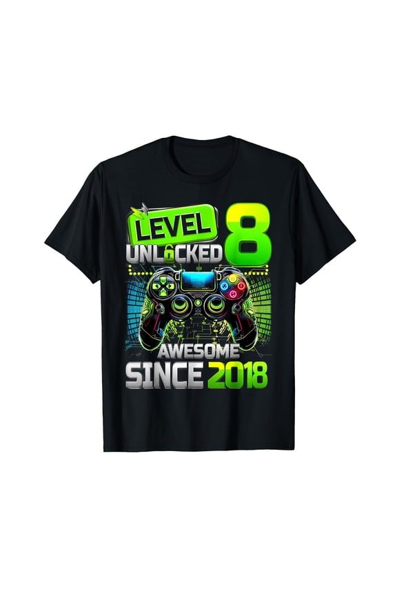 Awesome Level 8 Unlocked Gaming T-Shirt for 8th Birthday Celebration