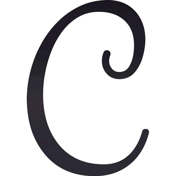 Awesome Life Craft, Acrylic Letter C Script, 4'' Tall Transparent Black Alphabet