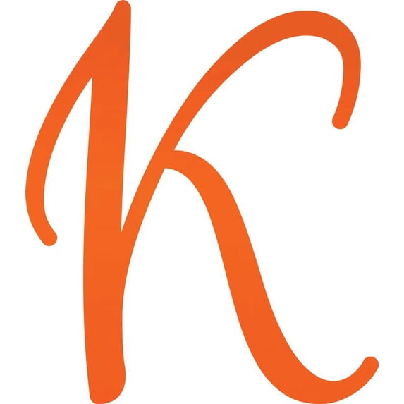 Awesome Life Craft, Acrylic Letter K Script, 4'' Tall Fluorescent Orange Alphabet