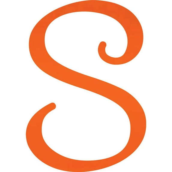 Awesome Life Craft, Acrylic Letter S Script, 4'' Tall Fluorescent Orange Alphabet