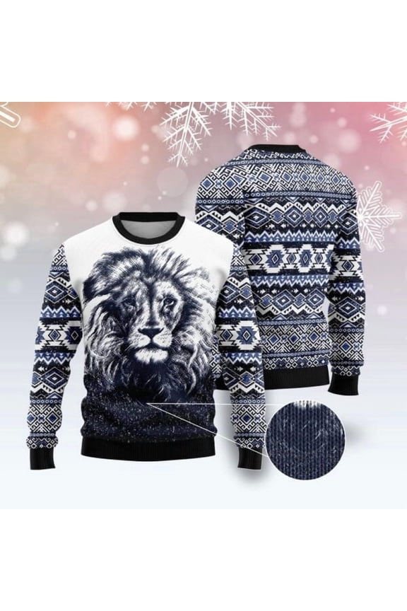 Awesome Lion Ugly Christmas Sweater, Christmas Sweater, Ugly Sweater, Funny Xmas Sweaters