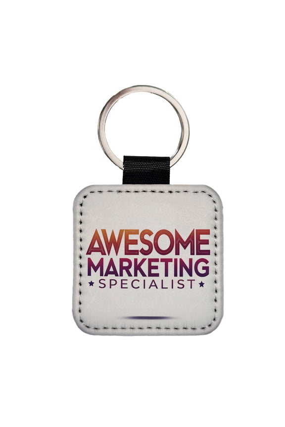 Awesome Marketing Specialist Inspirational Faux Leather Square Keychain