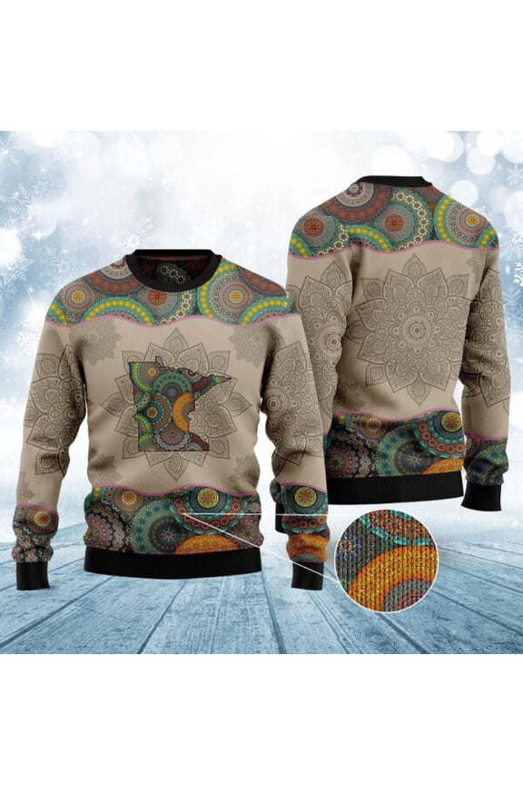 Awesome Minnesota Mandala Ugly Christmas Sweater, Christmas Sweater, Ugly Sweater, Funny Xmas Sweaters
