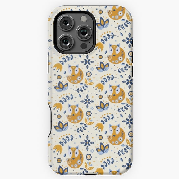 Awesome Nordic Fox Pattern Art Phone Case for iPhone 16 15 14 13 12 11 Pro Max