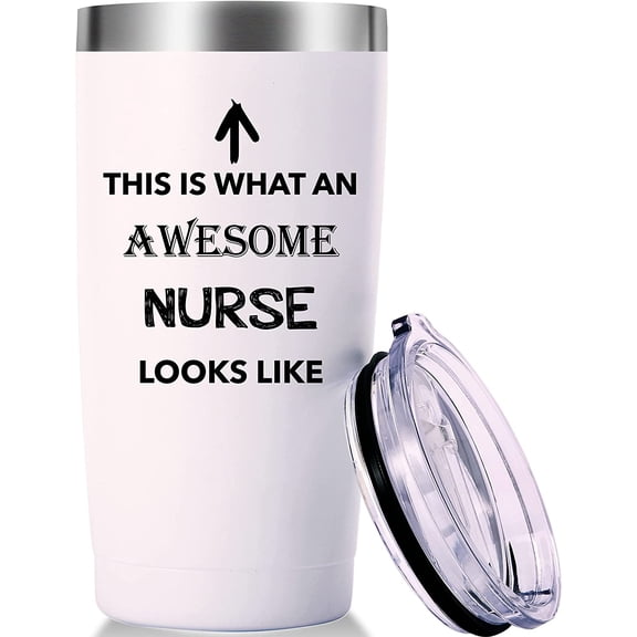 This Is What An Awesome Nurse Looks Like Mug.Nurses Week,Nurse Practitioner,Nurse Appreciation,Nursing School Graduation Gifts.Birthday,Christmas Gifts for Nurse Tumbler(20oz White)