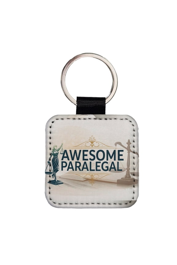 Awesome Paralegal Scales of Justice Inspirational Faux Leather Square Keychain
