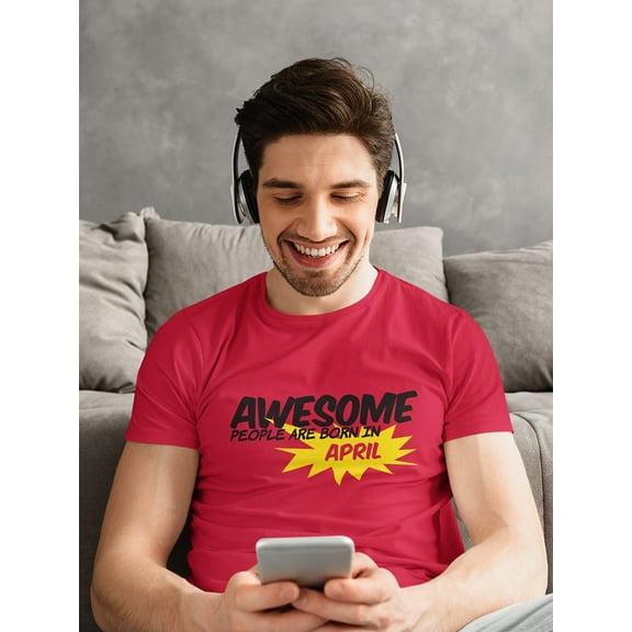 Awesome People Are Born In April Men Red T-Shirt, Male Medium