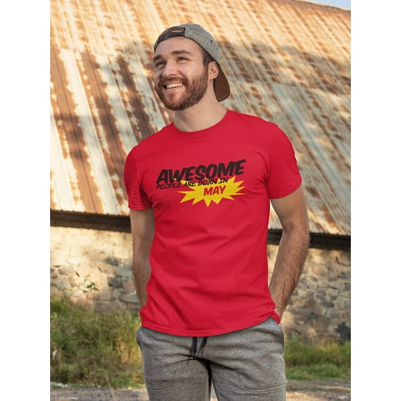 Awesome People Are Born In May Men Red T-Shirt, Male x-Large