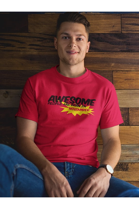 Awesome People Are Born In November Men Red T-Shirt, Male Small