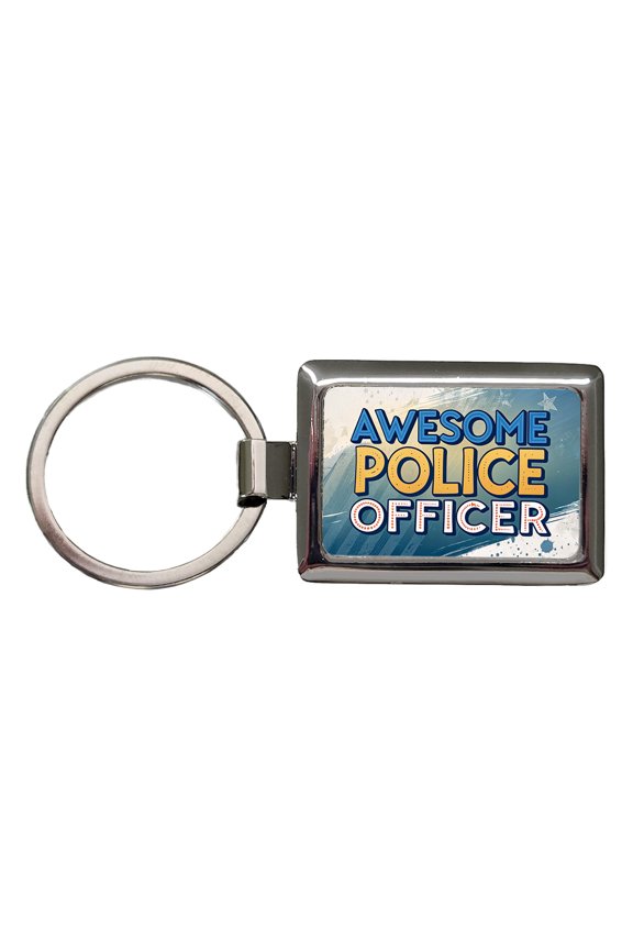 Awesome Police Officer Inspirational Metal Rectangle Keychain