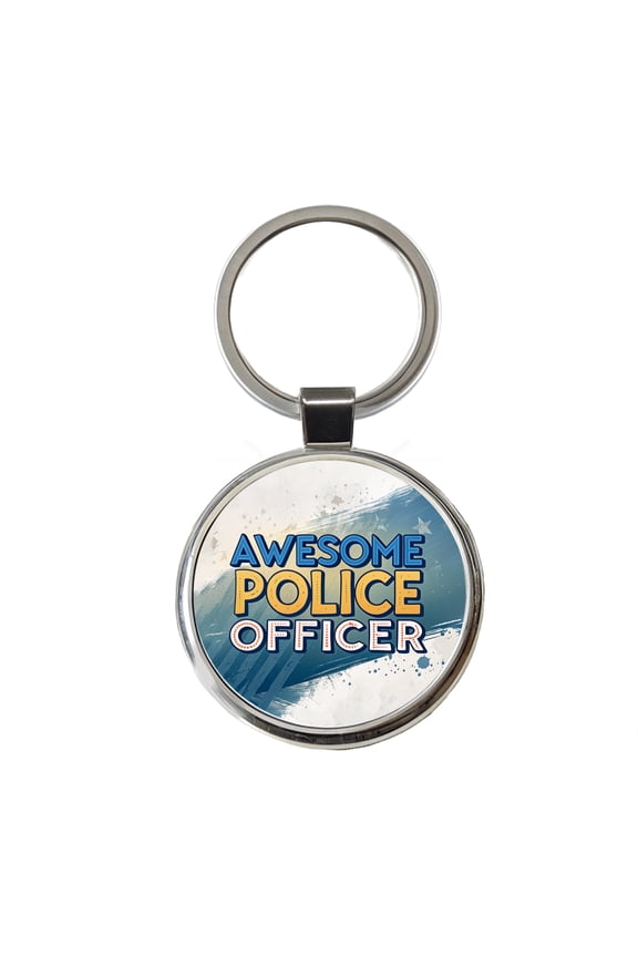 Awesome Police Officer Inspirational Metal Round Keychain
