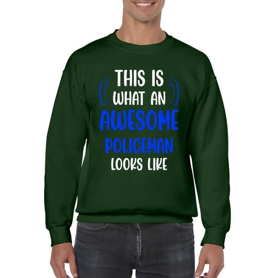 Awesome Policeman Looks Like Sweatshirt Men -Smartprints Designs, Male x-Large