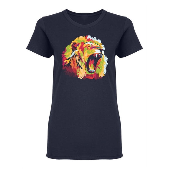 Awesome Pop Art Lion Shaped T-Shirt Women -Image by Shutterstock, Female Large