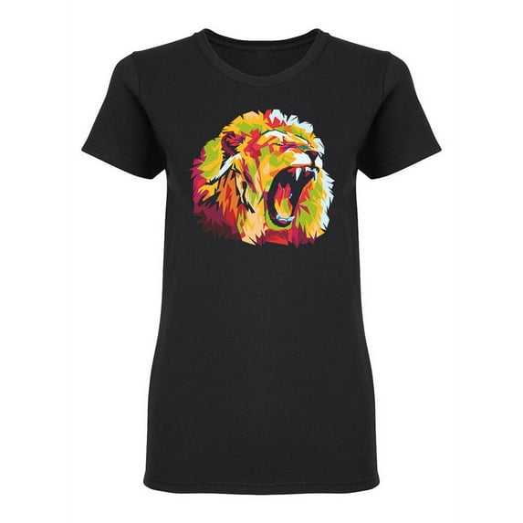 Awesome Pop Art Lion Shaped T-Shirt Women -Image by Shutterstock, Female Small