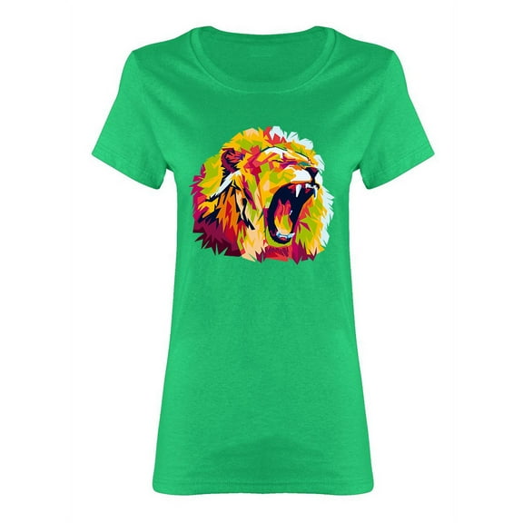 Awesome Pop Art Lion Shaped T-Shirt Women -Image by Shutterstock, Female x-Large