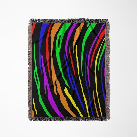 Awesome Rainbow Tiger Stripes, Woven Blanket
