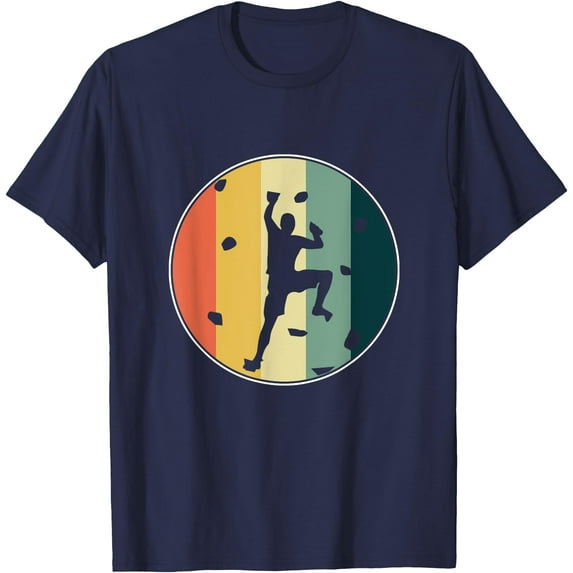 Awesome Retro Wall Climber Rock Mountain Climbing Bouldering Unisex T-Shirt for Men Women Kids Toddler,Navy Color,Size YM