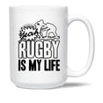 thumbnail image 1 of Awesome Rugby Decorative Mug, Rugby Is My Life Pottery Teacup, Unique Rugby Coffee Mug, Rugby White Ceramic Tea Mug, Rugby Mug Cup 15 Oz., 1 of 7