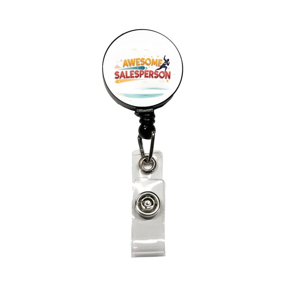 Awesome Salesperson Inspirational Superhero Retractable Reel ID Badge Key Card Name Tag Holder with Clip
