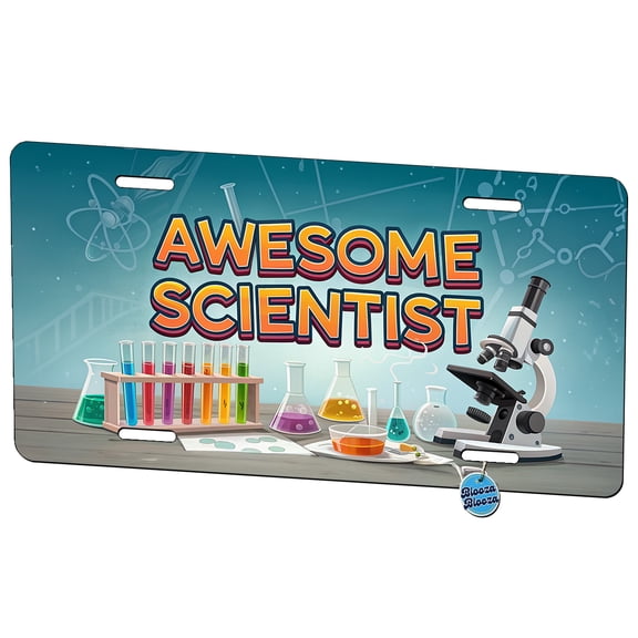 Awesome Scientist Inspirational Lab Microscope Metal Novelty License Plate