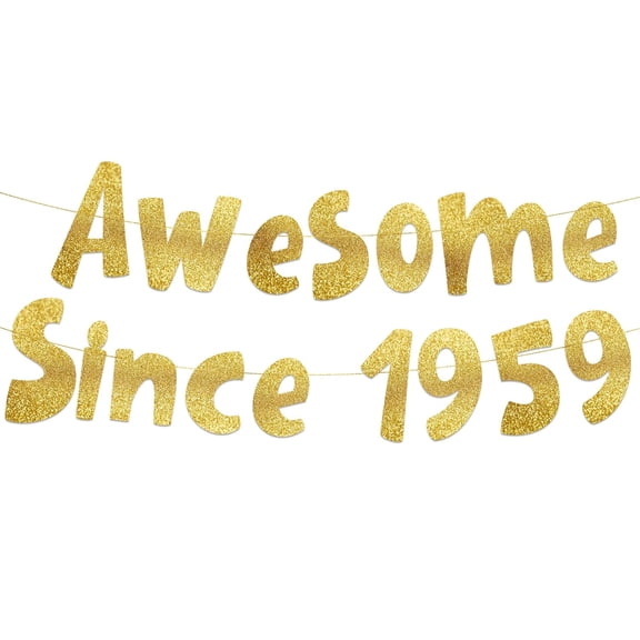 Awesome Since 1959 Gold Glitter Banner - 66th Birthday and Anniversary Party Decorations