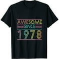 thumbnail image 1 of Awesome Since 1978 Vintage Retro Birthday Gift Born In 1978 Womens T-Shirt Black 4X-Large, 1 of 5
