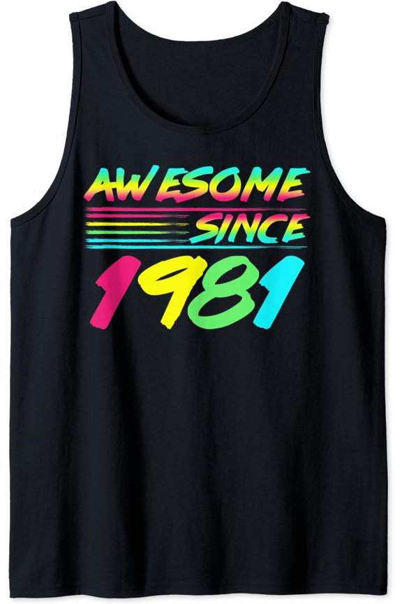Awesome Since 1981 80S Retro 21St Birthday Tank Top Size S-3XL