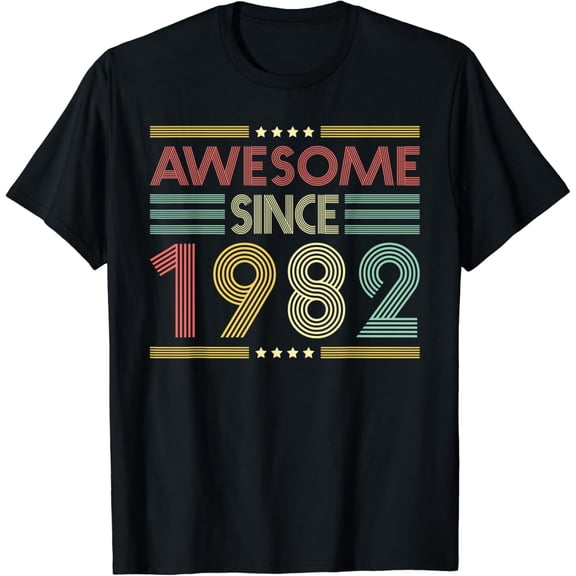 Awesome Since 1982 40th Birthday Retro Vintage 40 Years Old T-Shirt mens t shirt,black,women,funny,misfits,men,journey