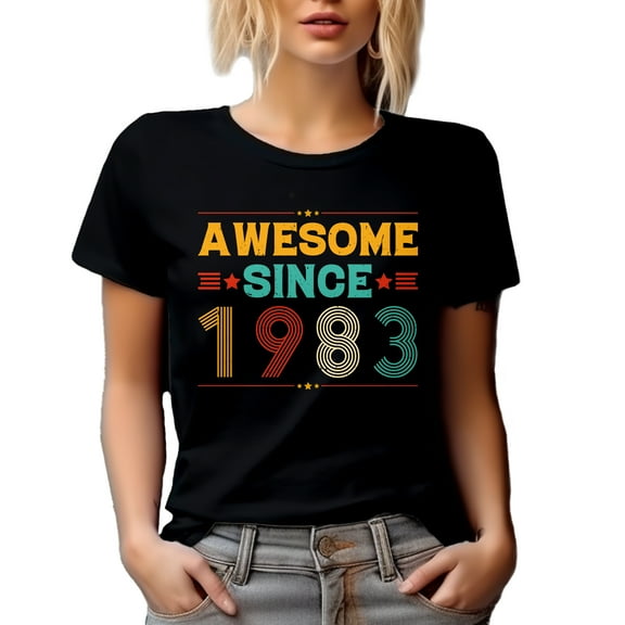 Awesome Since 1983 - Birthday or Anniversary, Black T-Shirt, Small