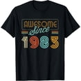 thumbnail image 1 of Awesome Since 1983 Year Of Birth Birthday T-ShirtMen's and women's gift, black and white T-shirt, size: Extra large S-4XL, 1 of 4