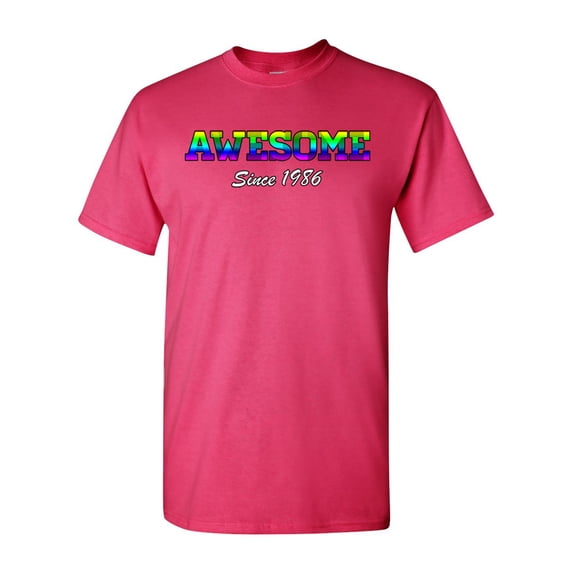 Awesome Since 1986 Colorful Gift Novelty DT Adult T-Shirt Tee