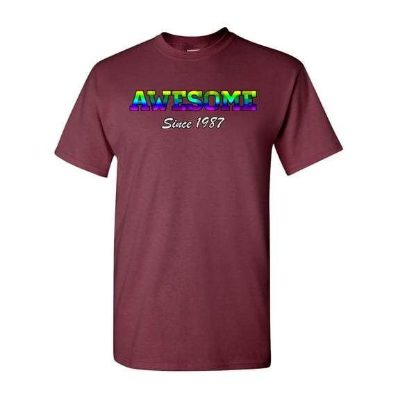 Awesome Since 1987 Colorful Gift Novelty DT Adult T-Shirt Tee