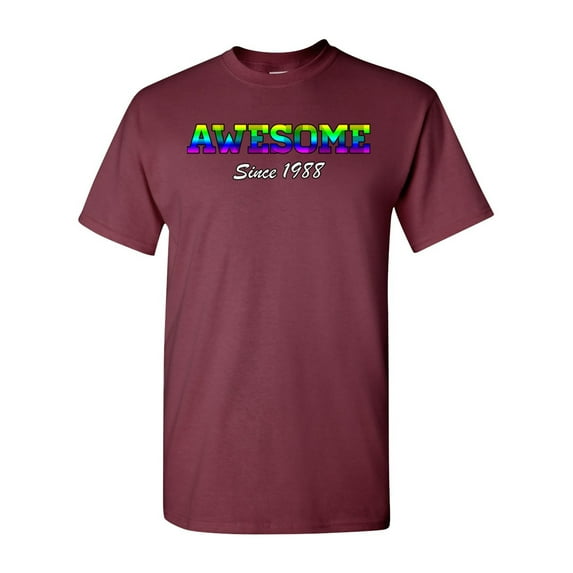 Awesome Since 1988 Colorful Gift Novelty DT Adult T-Shirt Tee