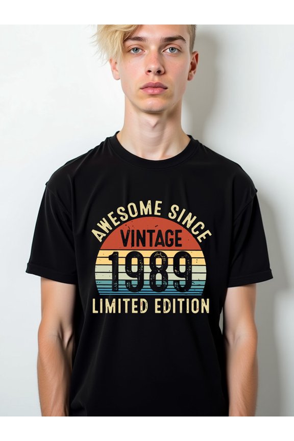 Awesome Since 1989 Tee Men's Crew neck T-shirts black elegantly elegant Casual sportswear Original Unisex Shirt Crewneck tshirts