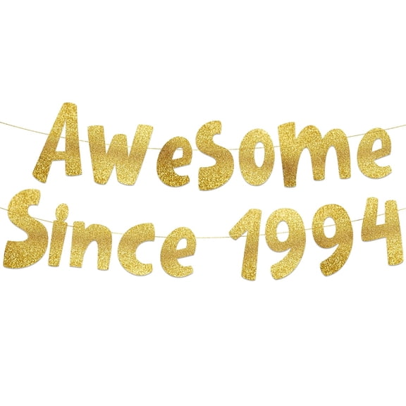 Awesome Since 1994 Gold Glitter Banner - Funny 32nd Birthday and Anniversary Decorations for Men and Women - Party Supplies, Wall Decorations and Celebration Gifts