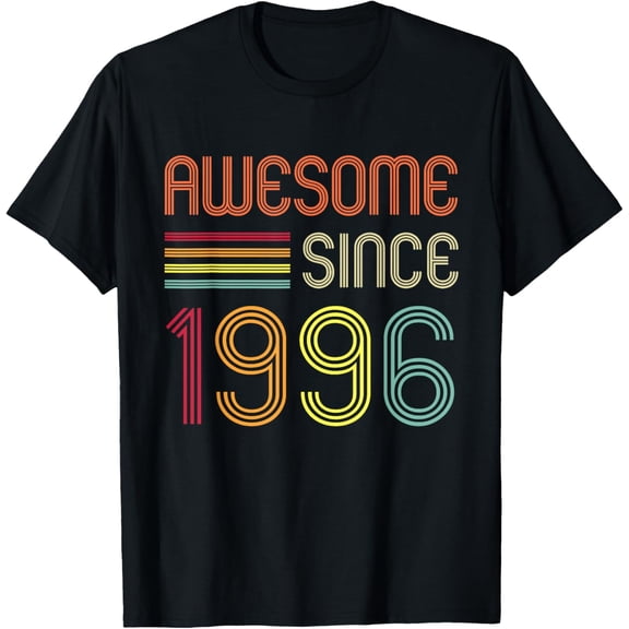 Awesome Since 1996 28th Birthday Retro T-Shirtmen and women can wear, black, white, gifts.S,M,L,XL,2XL,3XL,230XL