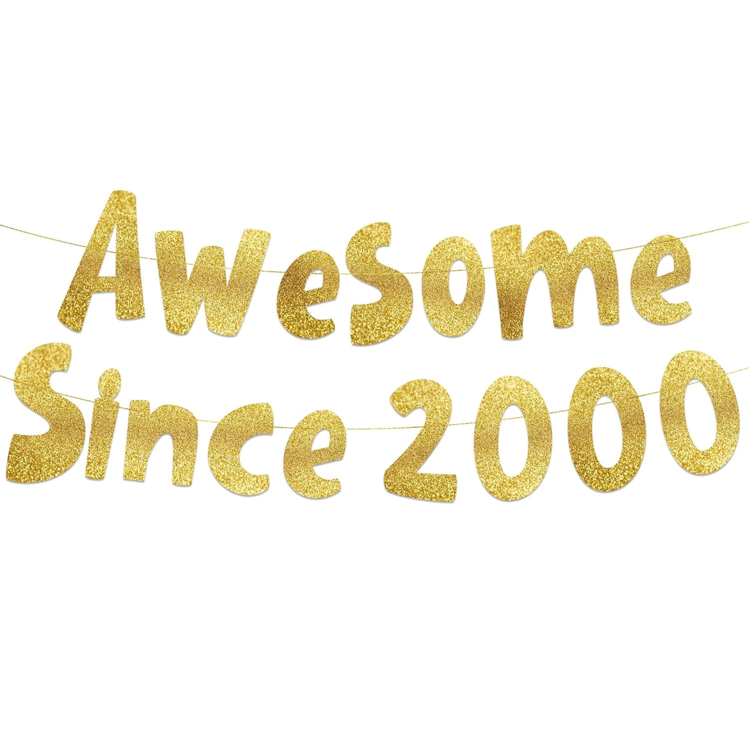 Awesome Since 2000 Gold Glitter Banner - 25th Birthday and Anniversary ...