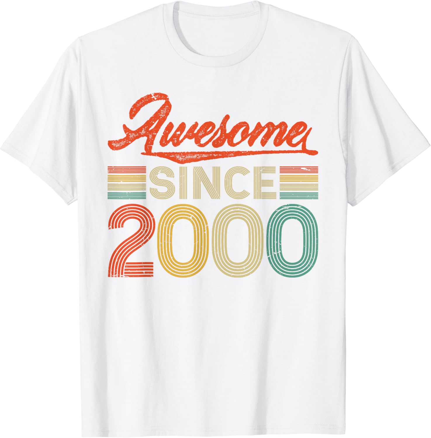 Awesome Since 2000 Retro Vintage 25th Birthday 25 Years Old T-Shirt ...