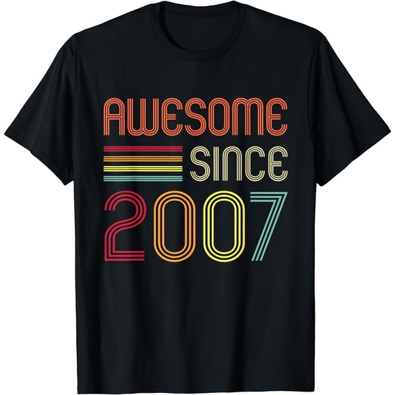 Awesome Since 2007 16th Birthday Retro T-Shirt Black Medium