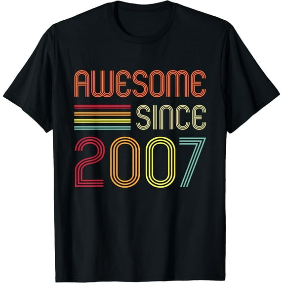 Awesome Since 2007 16th Birthday Retro T-Shirt Black Medium