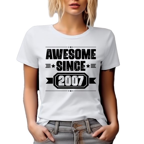 Awesome Since 2007, Limited Edition, Birthday or Anniversary, White T-Shirt, Small
