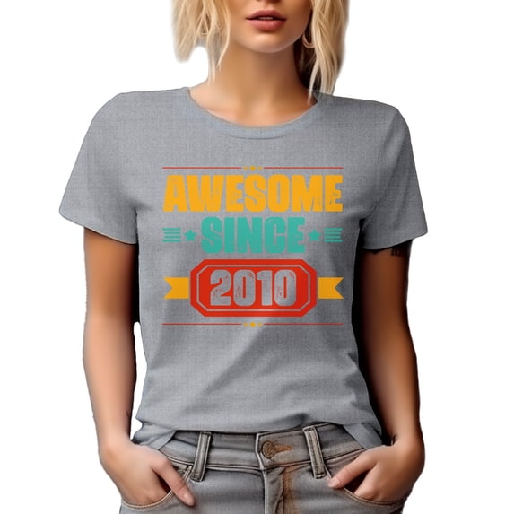 Awesome Since 2010, Anniversary or Birthday, Heather Grey T-Shirt, 2XL