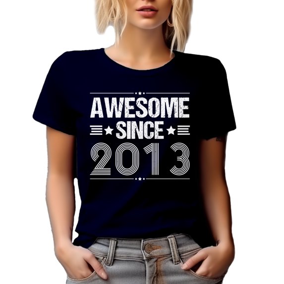 Awesome Since 2013 - Anniversary or Birthday, Navy Blue T-Shirt, Large