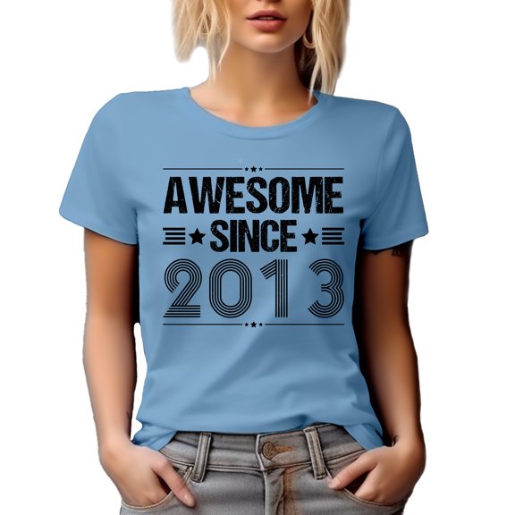 Awesome Since 2013, Birthday or Anniversary, Baby Blue T-Shirt, Small