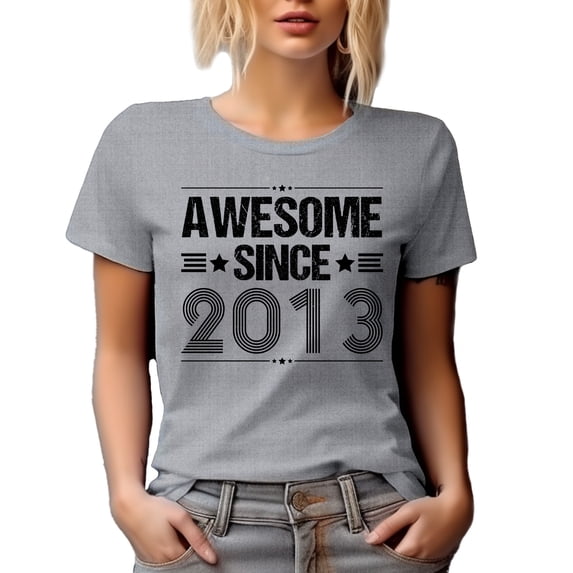 Awesome Since 2013, Birthday or Anniversary, Heather Grey T-Shirt, XL
