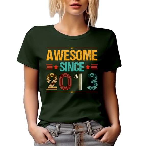 Awesome Since 2013 - Birthday or Anniversary, Military Green T-Shirt, 2XL