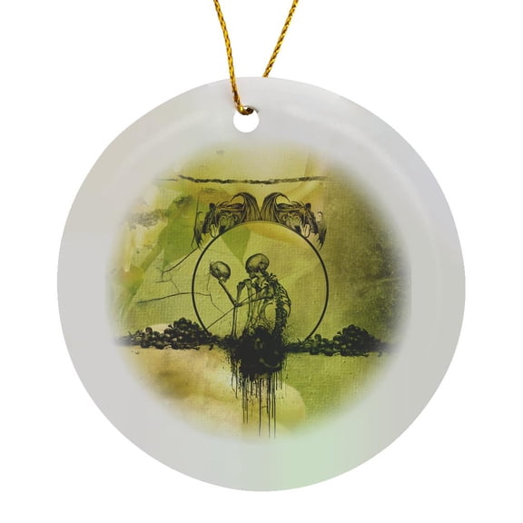 3drose, Awesome Skeleton with Skulls, Circle Porcelain Ornament